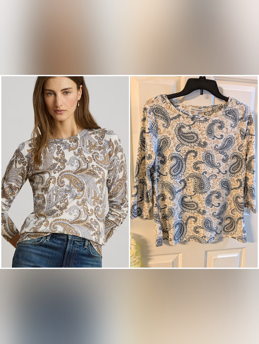 NWT Paisley Long-Sleeve Top